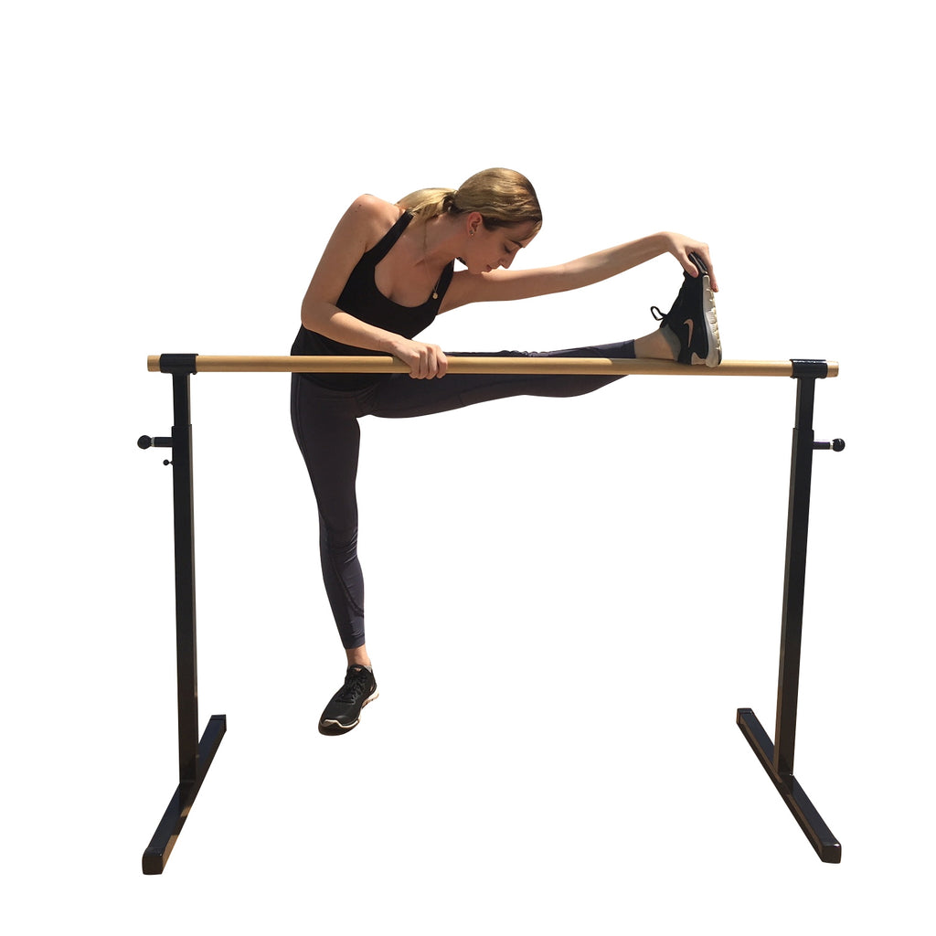 Double-Decked Liftable Home Dance Studio Ballet Pole ,Home Workout Barre  Equipment for Home with Anti Slip Base Height Adjustable Bars Stretch Band  for Dance Studio Training Kids Adults 